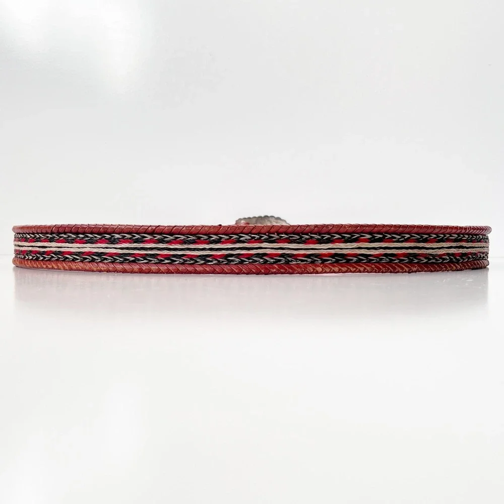 Vintage Horsehair Western‎ Leather Belt Concho Statement Cowgirl Size 44